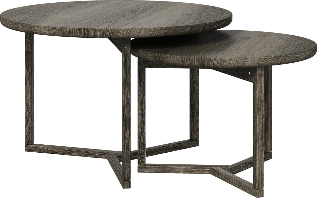 Ø75xH48 / Ø58xH40 cm, smoked massiv eik