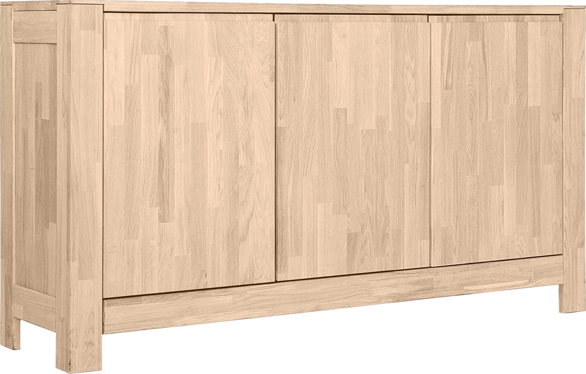 154 x 41, H 85 cm med 3 dører, hvitoljet eik